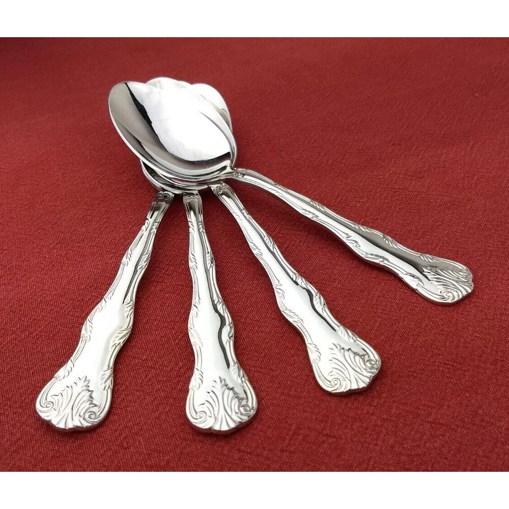 Reed & Barton VICTORIA SOUP PLACE SPOONS 18/10 Stainless Steel Flatware Lot of 4